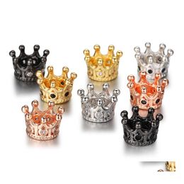 Spacers Small Cz King Crown Charm Spacer Beads Cubic Zirconia Rhinestone Pave Queen Bracelet Connector For Diy Making Jewelry Drop D Dhzhu