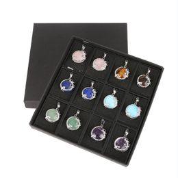 Bracelet Necklace 12 Random Stone Alloy Plate Dragon Gemstone Pendant Men And Women Necklace Stainless Steel Gift Box Pack Dhgarden Dhnuq