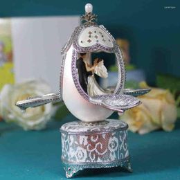 Decorative Figurines Luxury Handmade Eggshell Swivel Wedding Music Box