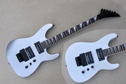 Factory Custom Silver and WHite Electric Guitar With Double Rock Bridge Rosewood Fretboard Black Hardware Can be Customised