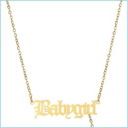 Pendant Necklaces Stainless Steel Babygirl Necklace Sier Gold Chains Baby Girl Pendant Women Necklaces Girlfriend Fashion Jewellery Gi Dhgx1