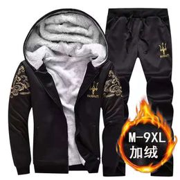 Mens Tracksuits 35140kg mens Plush thickened autumn and winter long sleeve coat sports leisure oversized 221124