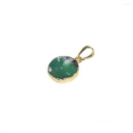 Pendant Necklaces Fashion Jewelry Natural Green Chrysoprase Round Femme 2022 Gold Bezel Lovely Stone Healing For Women Accessories