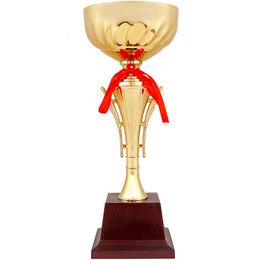 Decorative Objects Figurines Customized Top Trophy Cup Golden Award Craft For Competition Sports Game Winner Souvenir Trofeos 221124