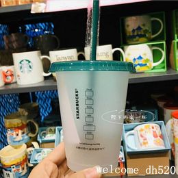 Starbucks Mermaid Goddess 16oz/473ml Plastic Mugs Tumbler Reusable Clear Drinking Flat Bottom Pillar Shape Lid Straw Cups 50pcs Free DHL 4GQE