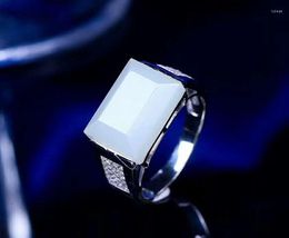 Кластерные кольца Hetian Jade Silver. Последний белый кольцо нейтральный дизайн H27#