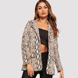 Women's Suits Jacket Women Snake Print Long Sleeve Coat Office Lady Outwear Tops Women's Suit Top