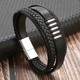 Braided Multilayer Wrap Leather Bracelet Bangle Cuff Metal Clasp Wristband for Women Fashion Jewellery