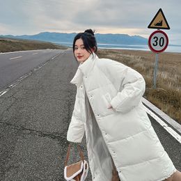 A lã feminina mistura o casaco coreano de mulheres brancas e as mulheres lisadas e lisadas, versáteis confortáveis ​​e confortáveis ​​damas longas na jaqueta espessada inverno 221123