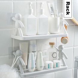 Hooks Bathroom Self-adhesive Shampoo Shelves Shower Towel Storage Rack Cosmetic Toilet Organizer Home Decor Kitchen Sundries