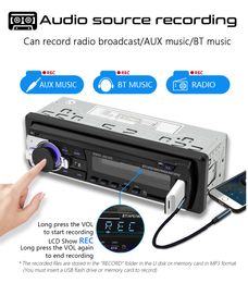 Car Radio 1 Din Stereo Audio Bluetooth Newest Function Remote Control MP3 Player AUX/TF/USB FM Radio Tape Recorder