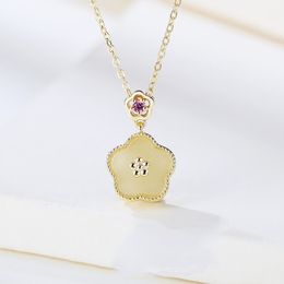 Party Favour Designer Chinese style s925 sterling silver necklace female fashion white mother of pearl pendant temperament niche design sense plum Jewellery