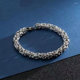 Link Bracelets Men's Vintage Hand-Woven Lantern Chain Titanium Steel Bracelet With Lobster Buckle Cool Hip Hop Trend Cuff Jewelry