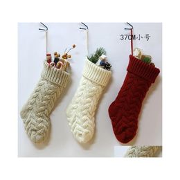 Christmas Decorations Christmas Decorations Home Decor Knitted Woollen Yarn Ornaments Gift Bag Twisted Leaf Flower Small Candy Socks Dhcwm