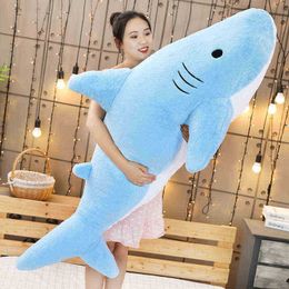 1Pc 50120Cm Big Size Funny Soft Bite Shark Cuddle Cushion Sussen Cushion Gift For ldren J220729