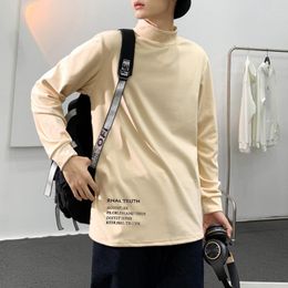 Men's Hoodies High Neck Sweatshirt Men Korean Fashion Slim Fit Casual Long Sleeve Shirts Solid Color Streetwear Tops Sweatshirts