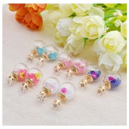 Charm Botanical Natural Jewellery Glass Container Floral Pendant Earrings Real Dried Flower Drop Delivery Dhfrz