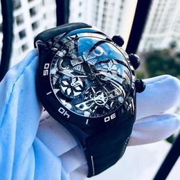 Armbanduhren Riff Tiger/RT Tourbillon Mechanische 100M Wasserdichte Herrenuhr Skeleton Zifferblatt Luxus Automatische Uhren Echtes Leder