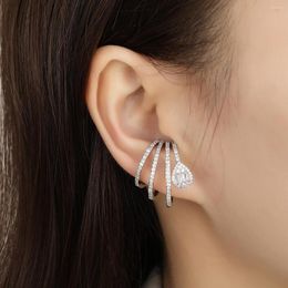 Backs Earrings Fahsion Trendy Women's Ear Clip Zircon Geometic Waterdrop Multi-layer Design Faddish Non-Piercing Earring Ear-jacket