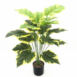 Faux Floral Greenery 75cm Artificial Green Plant Over Glue White Yellow Edge Pig Heart Leaf Fake Tree Home el Office Interior Decoration Bonsai 221124