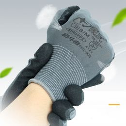 Hand protection Nitrile spray salt sanding abrasion resistant work Automobile repair gardening anti-skid rubber coated breathable labor gloves