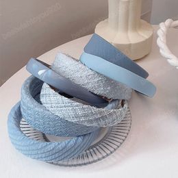 Sky Blue Series Headbands Wash Face Wide Hairbands French Blue Sponge Twill Head Hoop Fashion Hair Accessories