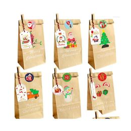 Christmas Decorations Christmas Decorations 50/100Pcs Kraft Paper Merry Tags With Rope For Tree Hanging Gift Box Home 2022 Drop Deli Dh0Kn