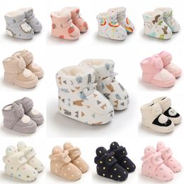 First Walkers Winter Snow Baby Boots Multiple Colours Warm Fluff Balls Indoor Colloidal particle sole Infant born Toddler Shoes 221124