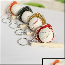 Key Rings Key Rings Jewellery Keychain Baseball Chain High Quality Bat And Gloves Ring Gift For Sports Souvenirs Drop Delivery 2021 Bjq Dh2Yv