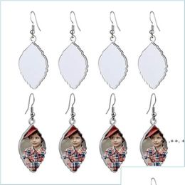Party Favour Party Favour Leaf Shape Earrings Sublimation Blank Water Droplets Earring Wire Hooks Ears Jewellery Valentines Day Gi Mylar Dhdoz