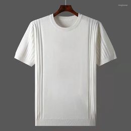 Men's T Shirts 2022 Summer Men Slim Soft Short Sleeve Casual Tee Tops Streetwear Shirt Male Business O-neck Knitted Bottoming L142