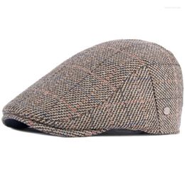 Berets HT3491 Autumn Winter Cap Hat Men Women Plaid Ivy Sboy Flat Male Female Artist Painter Beret Adjusted