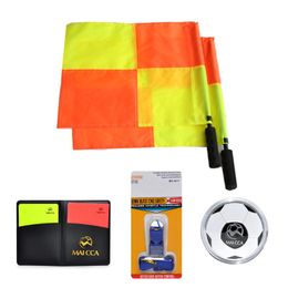 Banner Flags Soccer Referee flag Coin Cards Whistle Set Professional Football Flag Kit Sports Training Equipment 221124