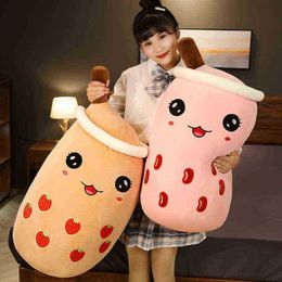 355070Cm Cartoon Fruit Bubble Tea Cup Cuddles Real Life Boba Food With Suction Pipes Pillow Filled Cuddle Pillow Decor J220729