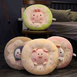 40Cm Cute Donut Cushion Cartoon Animal Donut Kawaii Plush Toy Soft Chair Cushion Home Sofa Decor For Kids Gifts J220729