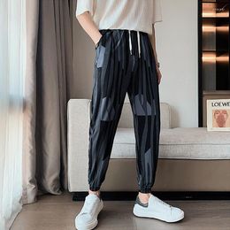 Pantaloni da uomo Estate Sottile Harem Uomo Streetwear Moda Hip Hop Stampato Seta di ghiaccio Pantalones Hombre Primavera Jogging Pantaloni sportivi Pantaloni