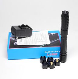 Neue Hochleistungs 450nm M2 Blue Laser Pointers Pen Classiv einstellbarer Fokus Lazer 5 Musteradapter Ladegerät Epacket 7017199