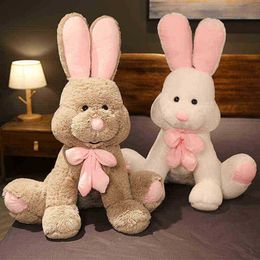 507080Cm Giant Rabbit Cuddle Soft Cartoon Animal Big Ear Bunny Plush Doll Stuffed Pillow baby Accompanying Toys Kawaii Gifts J220729