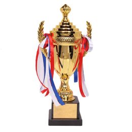 Decorative Objects Figurines Large Trophy Cup Multi-color Bows Inspiring for Sports Meeting Competitions 221124