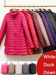 Womens Down Parkas Duck Jacket Women Stand Collar Long Puffy Winter Coat Female Warm Quilted Ultralight Portable 4XL 221124