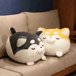 70Cm Kawaii Animals Sleepy Dog Fatty Husky Dog Plushie Pillow Friends Comfortable Shape Cushion Sleeping Sofa Cushion For ldren J220729