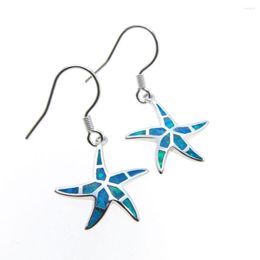 Dangle Earrings Opal Earring Fine Jewelry 925 Sterling Silver Starfish Drop With Blue Fire For Women Gift