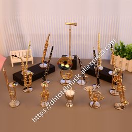 Decorative Objects Figurines Dh Miniature Flute Clarinet Saxophone Trumpet Trombone French Horn Model Mini Ornaments Gift and Decoration 221124