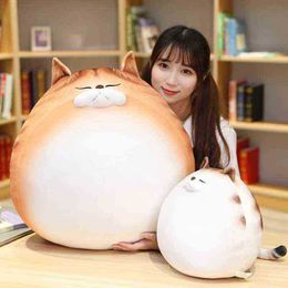 Popular 3070Cm Cute Fat Cats Cuddly Animal Cats Doll Soft Cushion Seat Cushion Gift For kids Girls Baby J220729