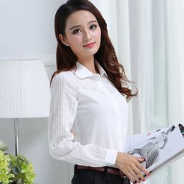 Women's Jumpsuits Rompers My In Spring Office Lady Shirt Longsleeved Blouse Chiffon White Bluzki Damskie 221123