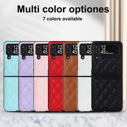 Shockproof Phone Cases for Samsung Galaxy Z Flip 4/3 Lambskin Texture PU Leather Flap Phone Protective Case