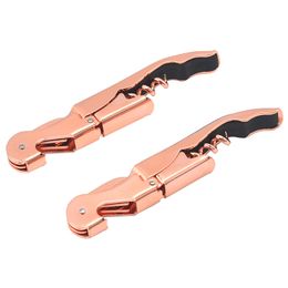 Double Hinged Corkscrew Wine Bottle Opener with Foil Cutter Stainless Steel Wine Key for Restaurant Waiters KDJK2211