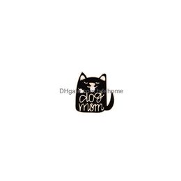 Pins Brooches Animal Brooches Black White Cat Metal Enamel Pins Women Couple Badge Lapel Shirt Denim Accessories Festival Gift Drop Dh718