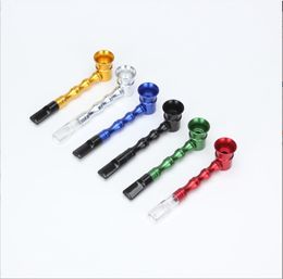 Smoking pipes Foreign trade metal slub transparent pipe aluminum alloy slub horn straight portable cigarette holder