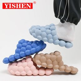 Slippers YISHEN Unisex Summer Slides For Women Indoor Slippers Bubble Slides Massage Litchi Sandals Fashion Designer Sandals Men Clogs 221123